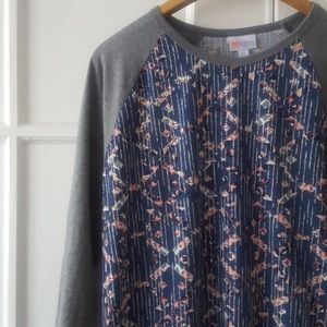 LuLaRoe Randy Baseball Raglan Sleeve Quarter Length Tee Size XL